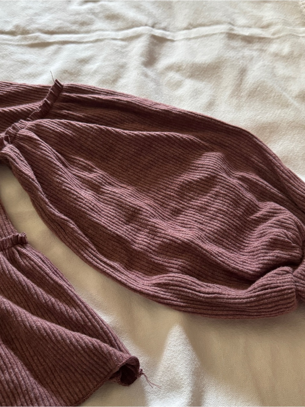 Altar'd State Mauve Ribbed Ruffle Peplum Top - Picture 4 of 7